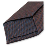 Schmale Strukturkrawatte - Dunkelblau-Braun - Thumbnail 2