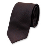 Schmale Strukturkrawatte - Dunkelblau-Braun - Thumbnail 1