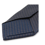 Schmale Dunkelblaue Krawatte - feines Motiv - Thumbnail 3
