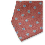 Schmale orange-rote Krawatte – Kreismuster - Thumbnail 2