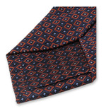 Schmale dunkelblaue Krawatte mit rotem Muster - Thumbnail 2