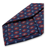 Schmale dunkelblaue Krawatte mit rotem Muster - Thumbnail 3