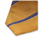 Schmaler gelber Ocker – blau gestreifte Krawatte - Thumbnail 2