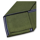 Schmale Moosgrüne Krawatte - Blauen Streifen - Thumbnail 2