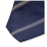 Schmale blau-grau gestreifte Krawatte - Thumbnail 2