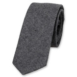 Schmale dunkelgraue Krawatte aus Wolle - Thumbnail 1