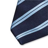 Dunkelblau/ blau gestreifte Krawatte XL - Thumbnail 2