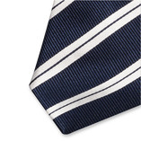 Navy/ weiß gestreifte Krawatte XL - Thumbnail 2