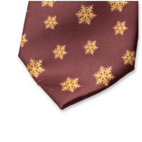 Weihnachtskrawatte Bordeauxrot - Goldene Schneesterne - Thumbnail 2