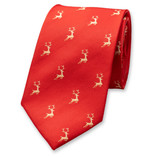 Weihnachtskrawatte Rot - Goldenes Rentier - Thumbnail 1
