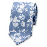 Hellblaue Krawatte mit Blumenmuster - Thumbnail 1