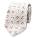 Offwhite Krawatte Klassisches Muster - Italienische Seide - Thumbnail 1