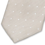 Beige/ Weiß gepunktete Krawatte aus Leinen  - Thumbnail 2
