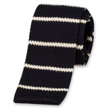 Gestrickte Krawatte Dunkelblau Weiß - Thumbnail 1