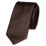 Schmale Krawatte Dunkelbraun - Thumbnail 1