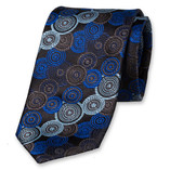 Krawatte mit blauen Geometrischen Muster - Thumbnail 1