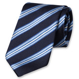 Dunkelblaue Gestreifte Krawatte - Thumbnail 1