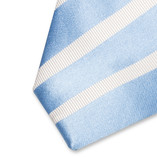 Hellblaue Satin-Krawatte - weiße Streifen - Thumbnail 2