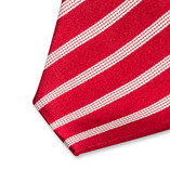 Rote Satin-Krawatte weiße Streifen - Thumbnail 2