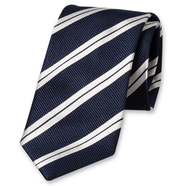 Navy/ weiß gestreifte Krawatte XL (1)