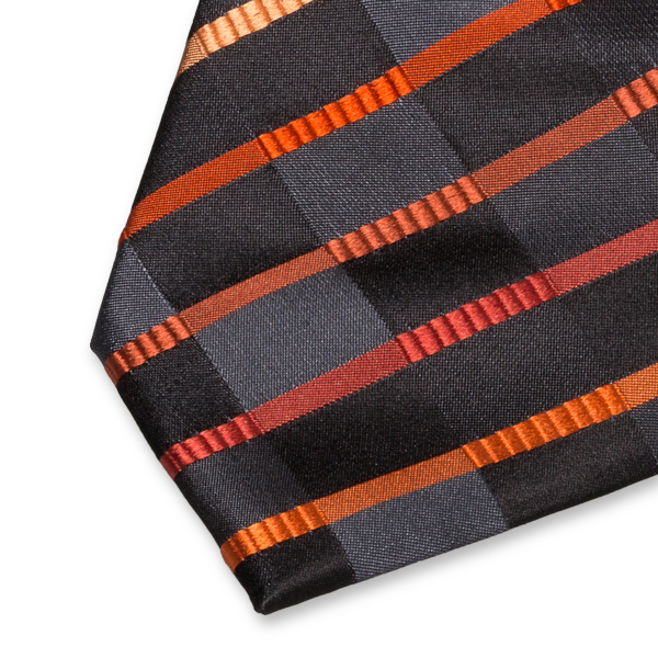 Krawatte Karomuster schwarz/orange (2)