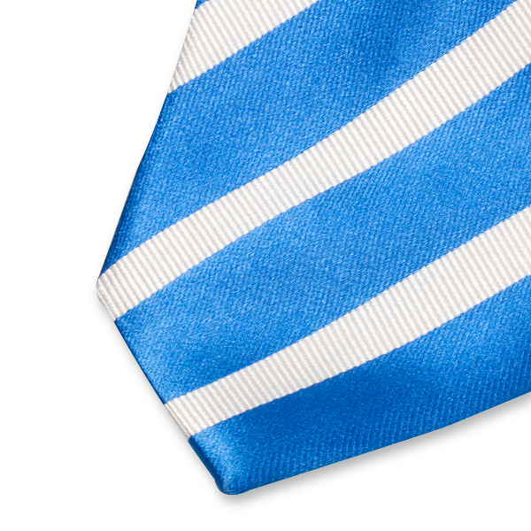 Kobaltblaue Satin-Krawatte weiße Streifen (2)