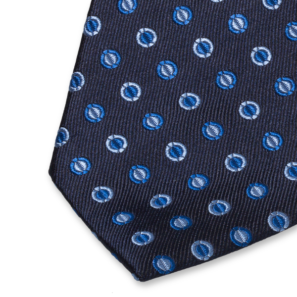 Dunkelblaue Krawatte mit Punkten (2)