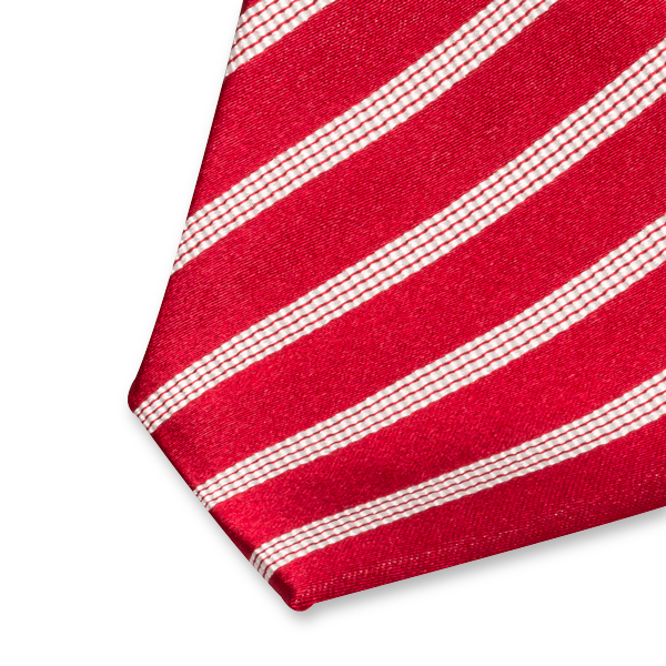 Rote Satin-Krawatte weiße Streifen (2)