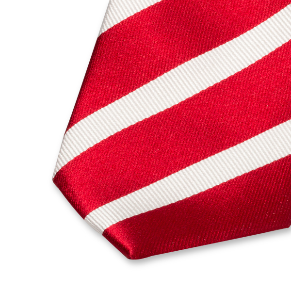 Rote Satin-Krawatte - weiße Streifen (2)