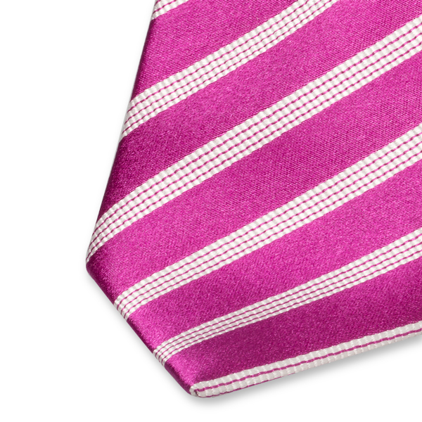 Violett Satin-Krawatte weiße Streifen (2)