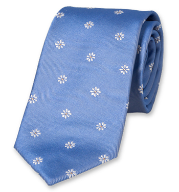 blaue Krawatte mit Blumen